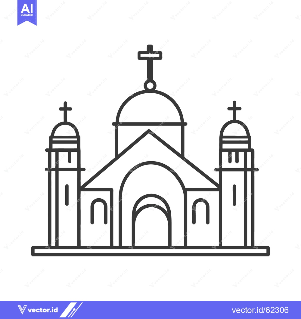 Premium Vector of A symmetrical black and white outline of a church building