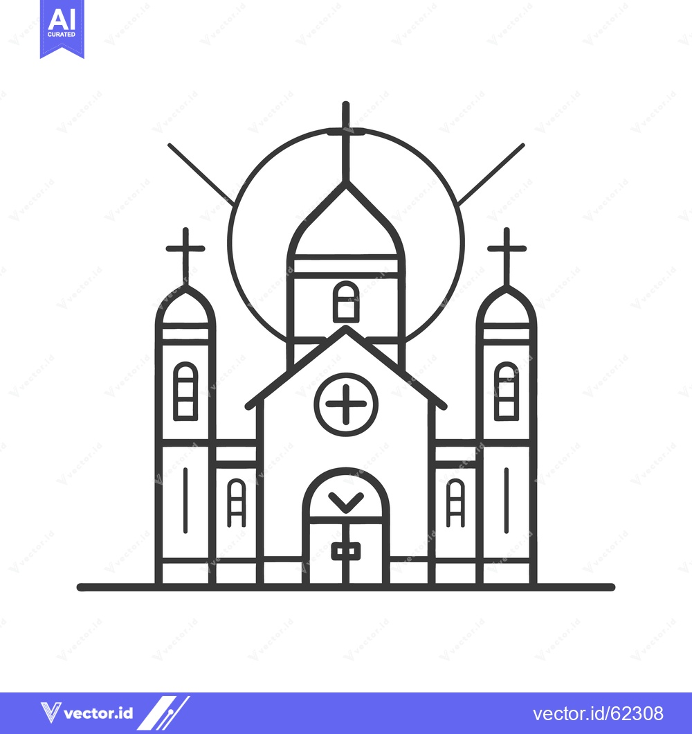 Premium Vector of A Simple Black and White Church Building Icon Illustration