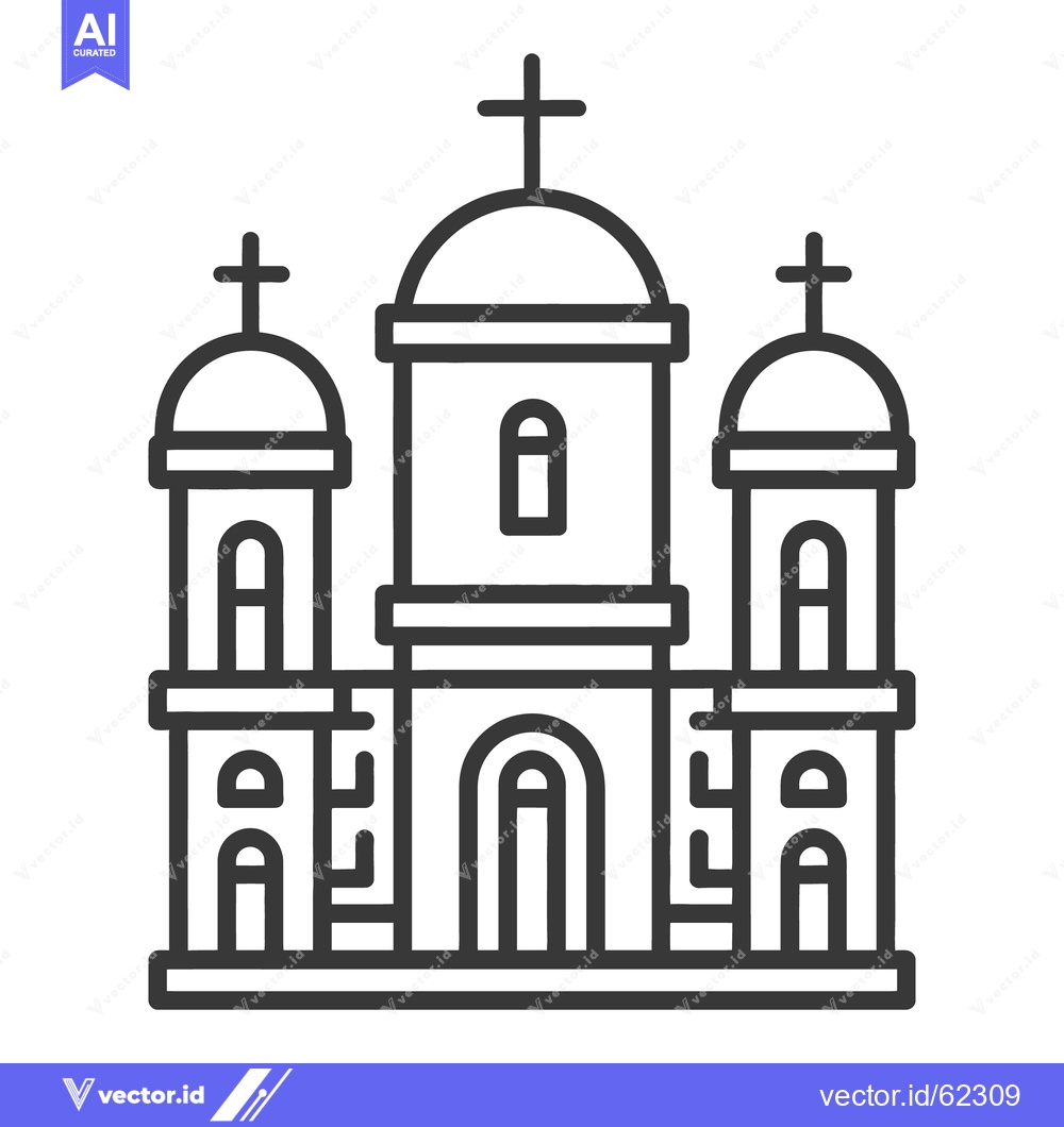 Premium Vector dari A simple outline illustration of an ornate church building
