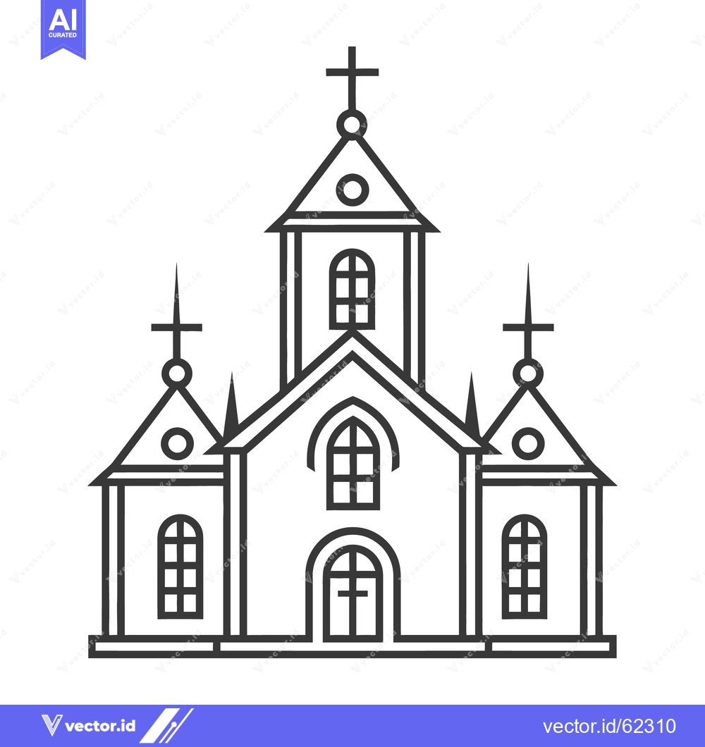 Premium Vector dari Simple outline drawing of a church building with cross structures