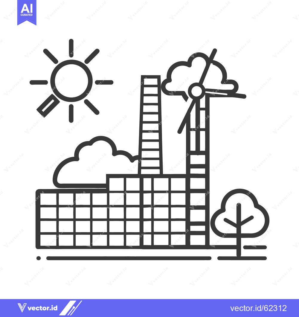 Premium Vector dari An industrial factory is utilizing green and sustainable energy source