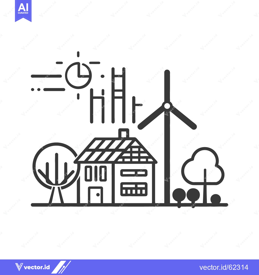 Premium Vector dari A house with solar wind energy and environmental sustainability concep