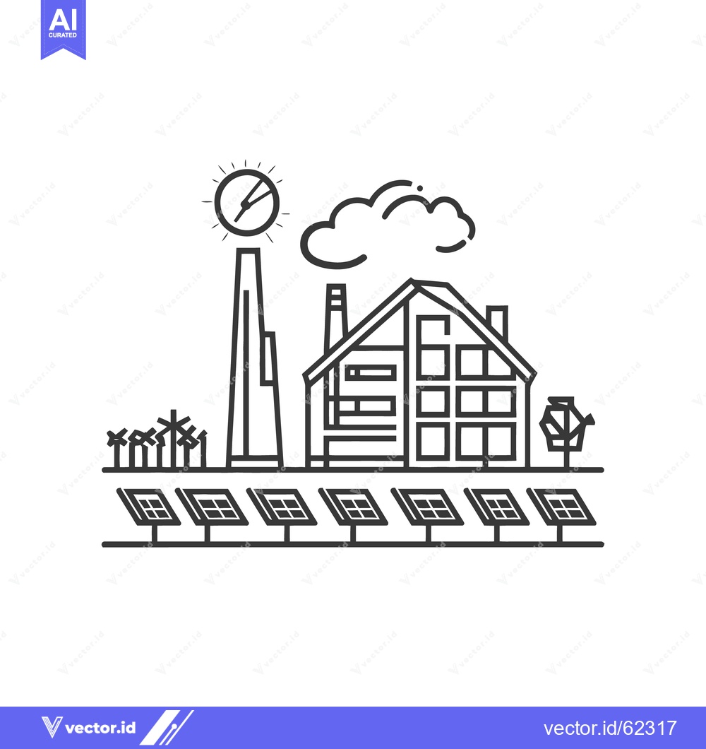 Premium Vector dari Conceptual illustration of a modern sustainable energy powered house