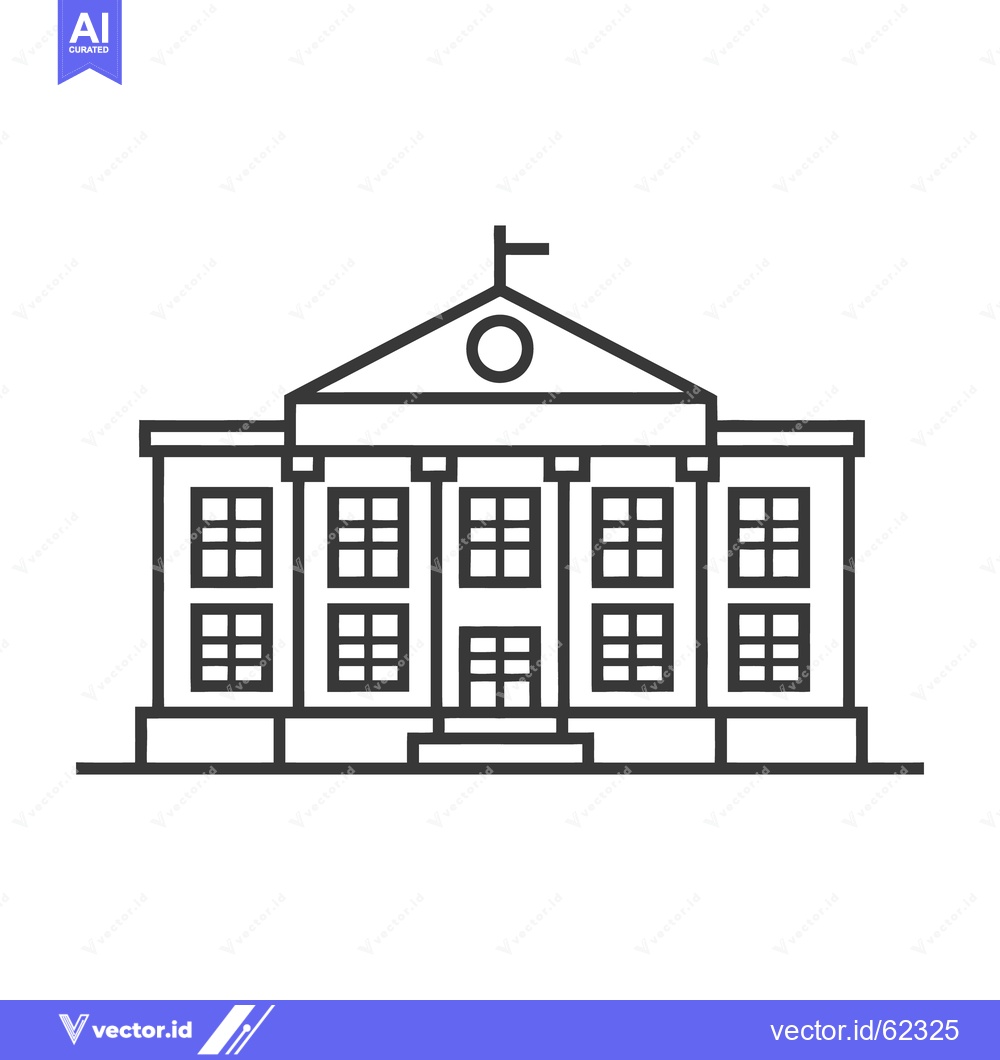 Premium Vector dari Simple black and white line drawing of a governmental building