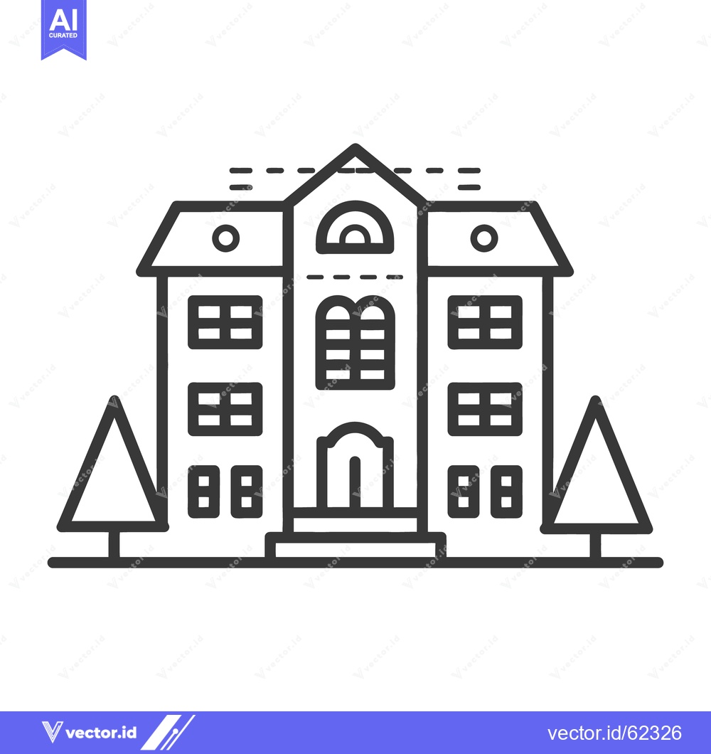 Premium Vector dari Simple line art illustration of a large residential building