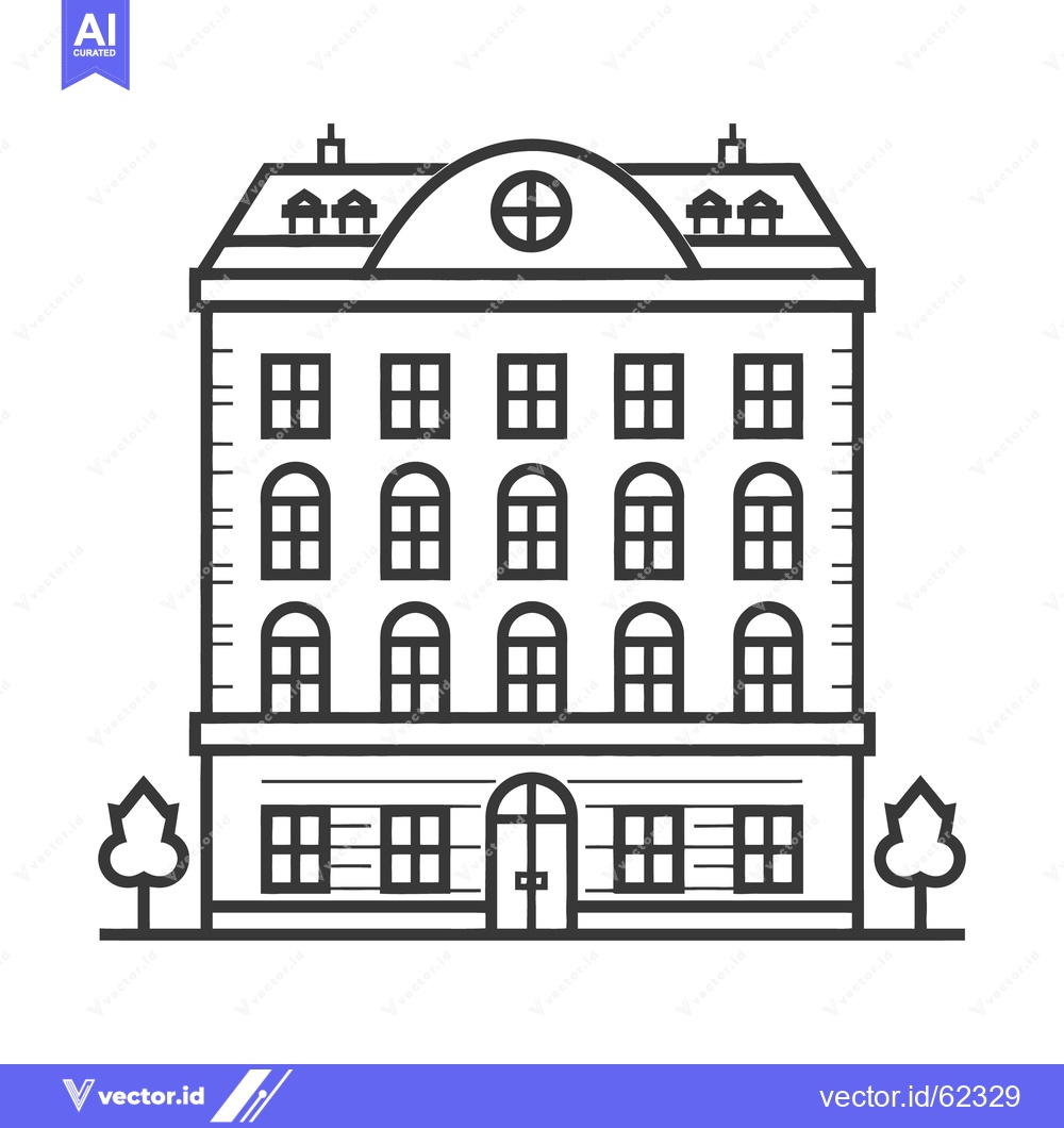 Premium Vector dari A line drawing of a classic building with many windows