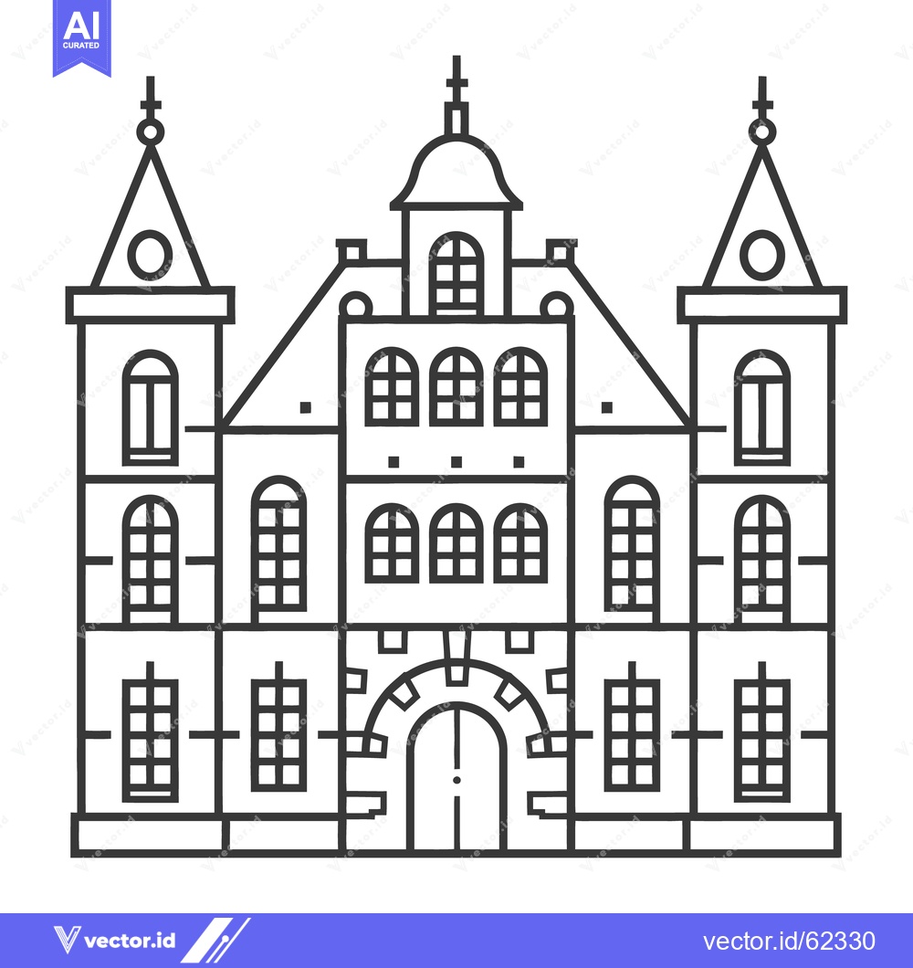 Premium Vector of A symmetrical architectural illustration of a large building facade