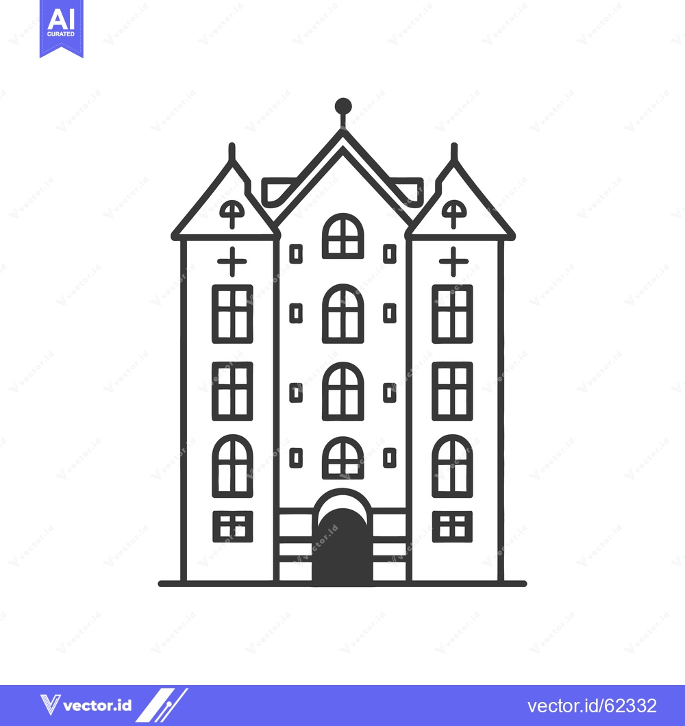 Premium Vector of A symmetrical black and white illustration of a large building