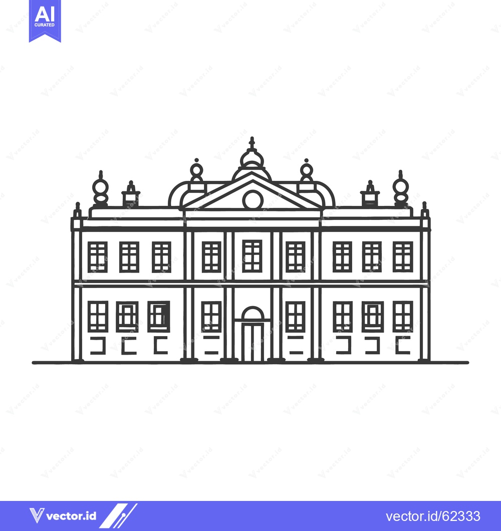 Premium Vector of A symmetrical line drawing of a large historical building structure