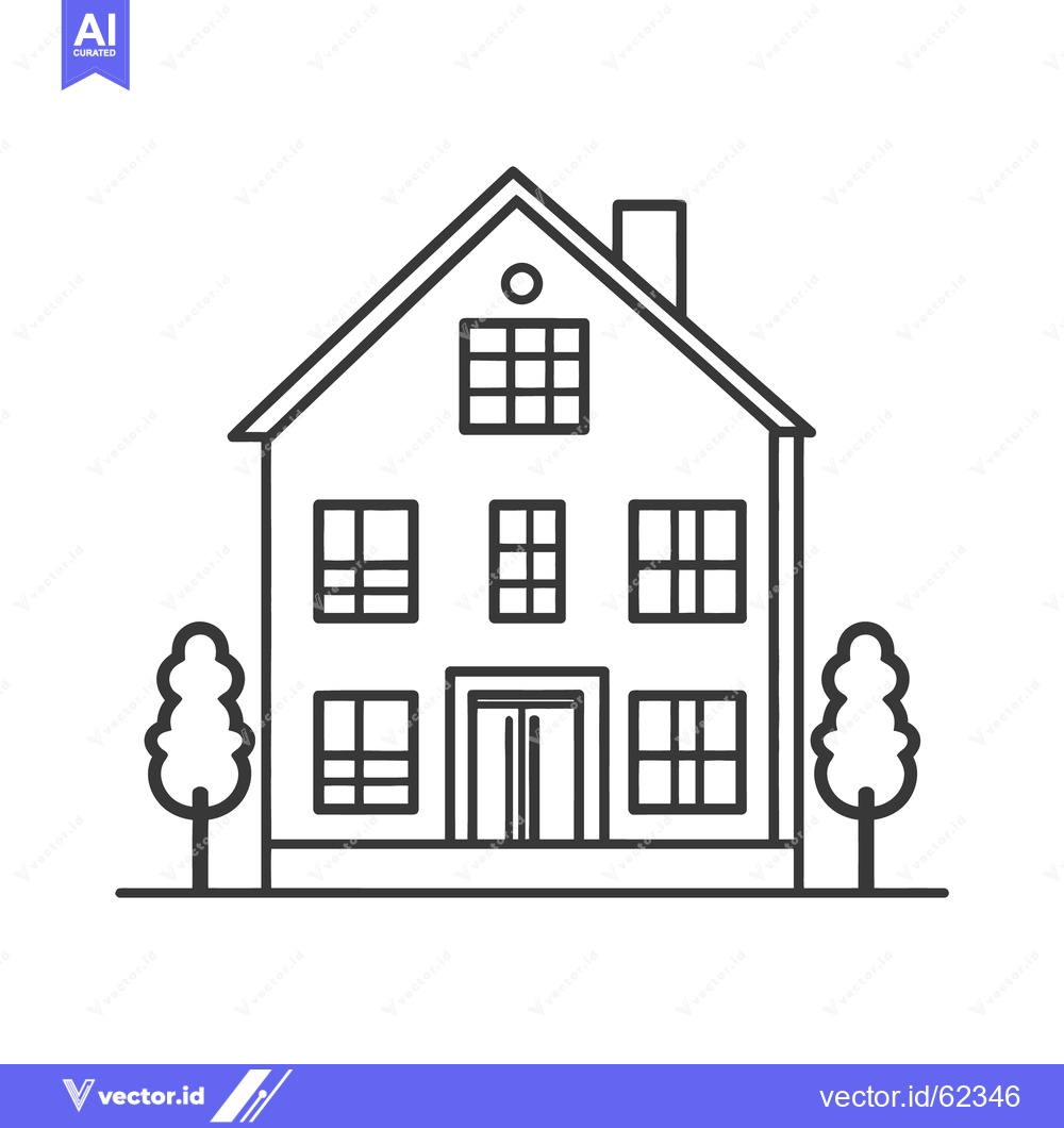 Premium Vector dari A simple and detailed black and white illustration of a house