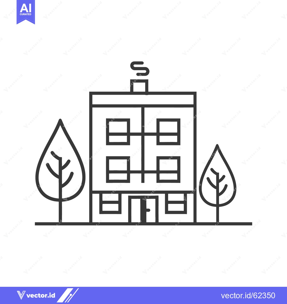 Premium Vector dari A simple black line drawing of a residential apartment building