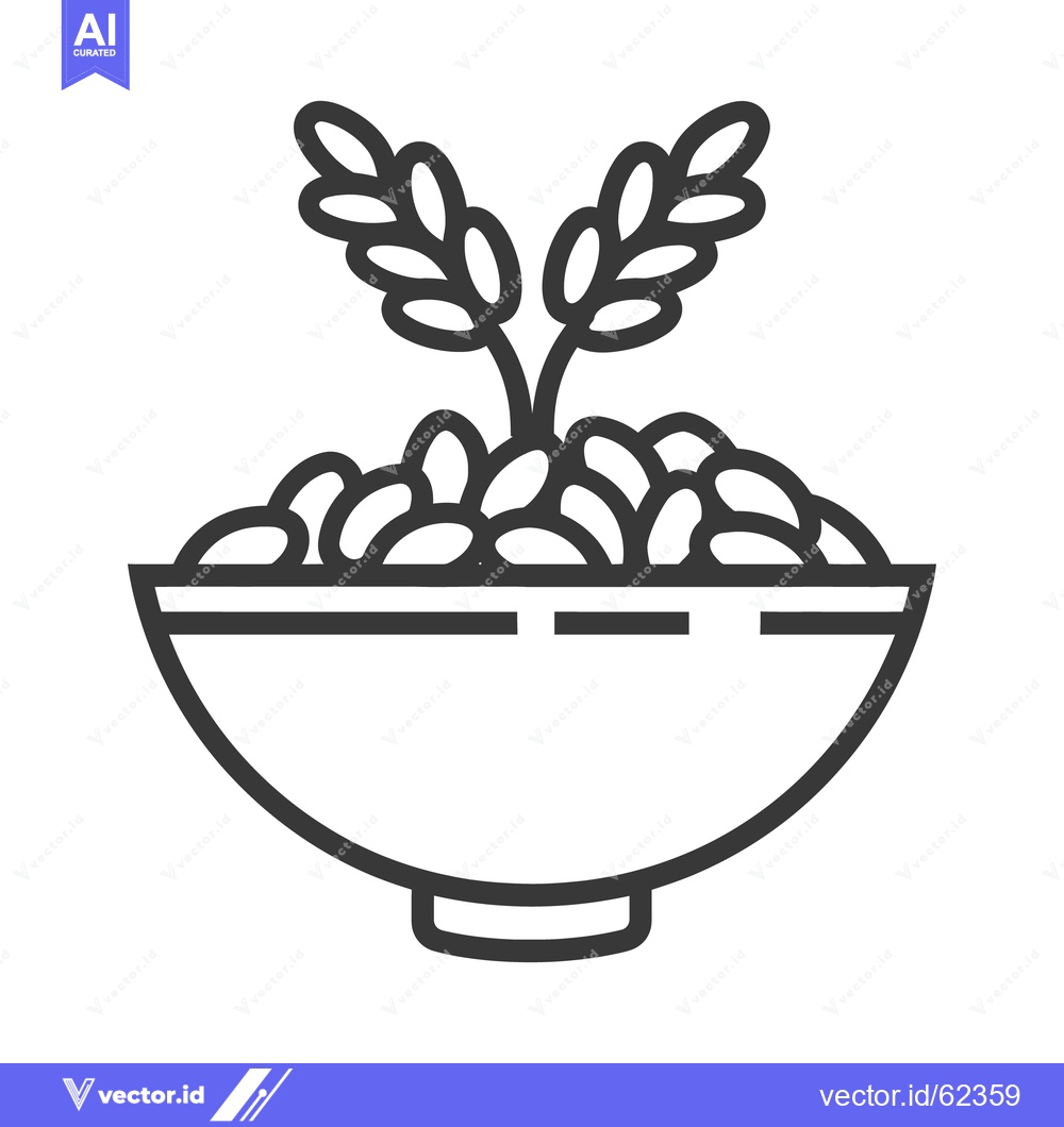 Premium Vector dari A simple line drawing of a bowl of grains and plants