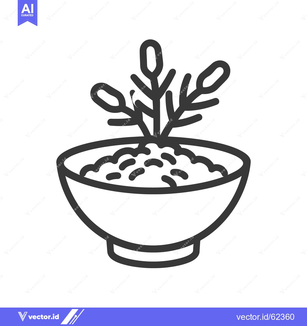 Premium Vector dari Simple monochrome drawing of a potted plant in a bowl