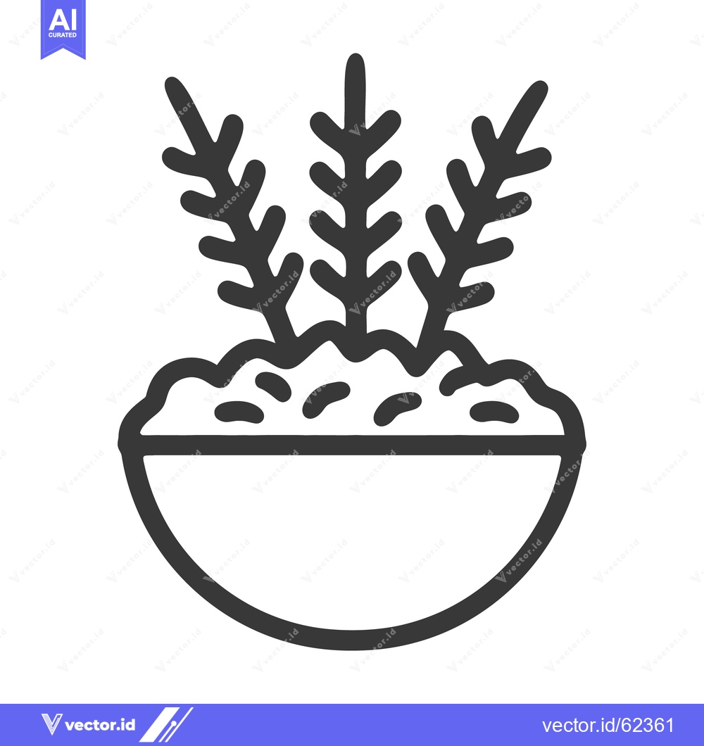 Premium Vector dari A simple line drawing of a plant in a bowl