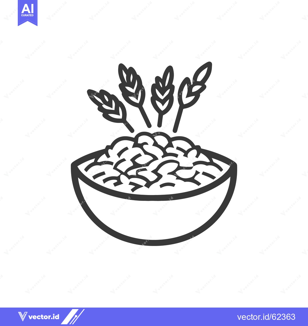 Premium Vector dari A simple black and white illustration of a bowl of cereal