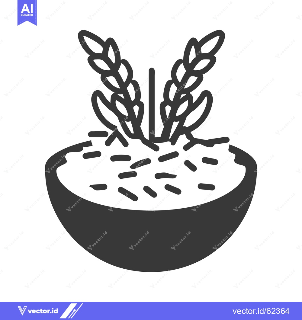 Premium Vector dari Illustration depicting a bowl of rice with wheat stalks