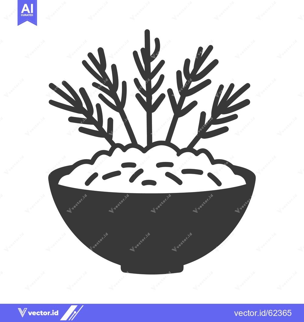 Premium Vector dari A simple illustration showing a bowl with some sprouting plants