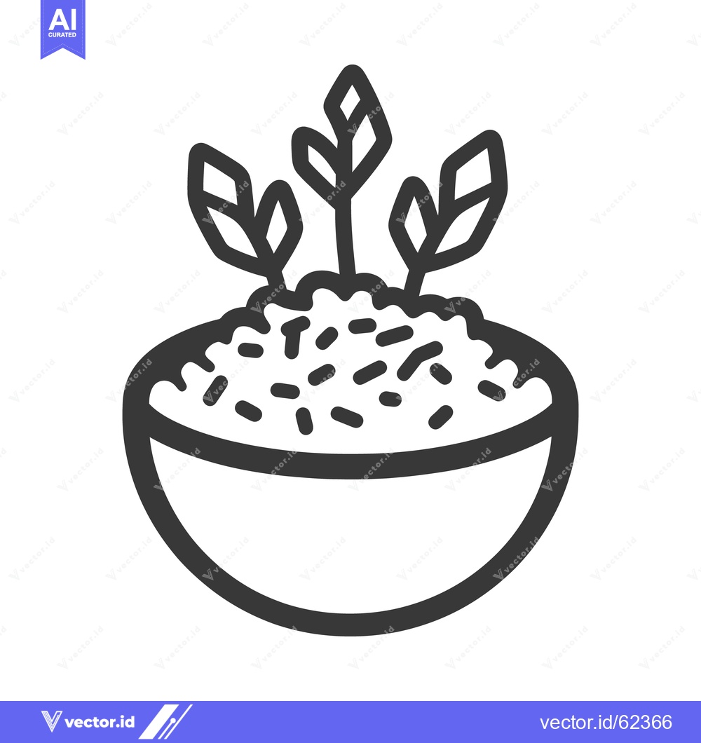 Premium Vector dari A stylized black and white bowl containing several leafy plants