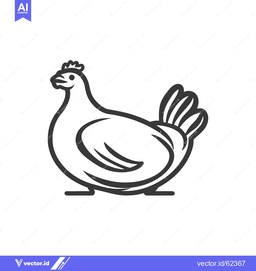Premium Vector dari A simple black and white illustration of a chicken standing