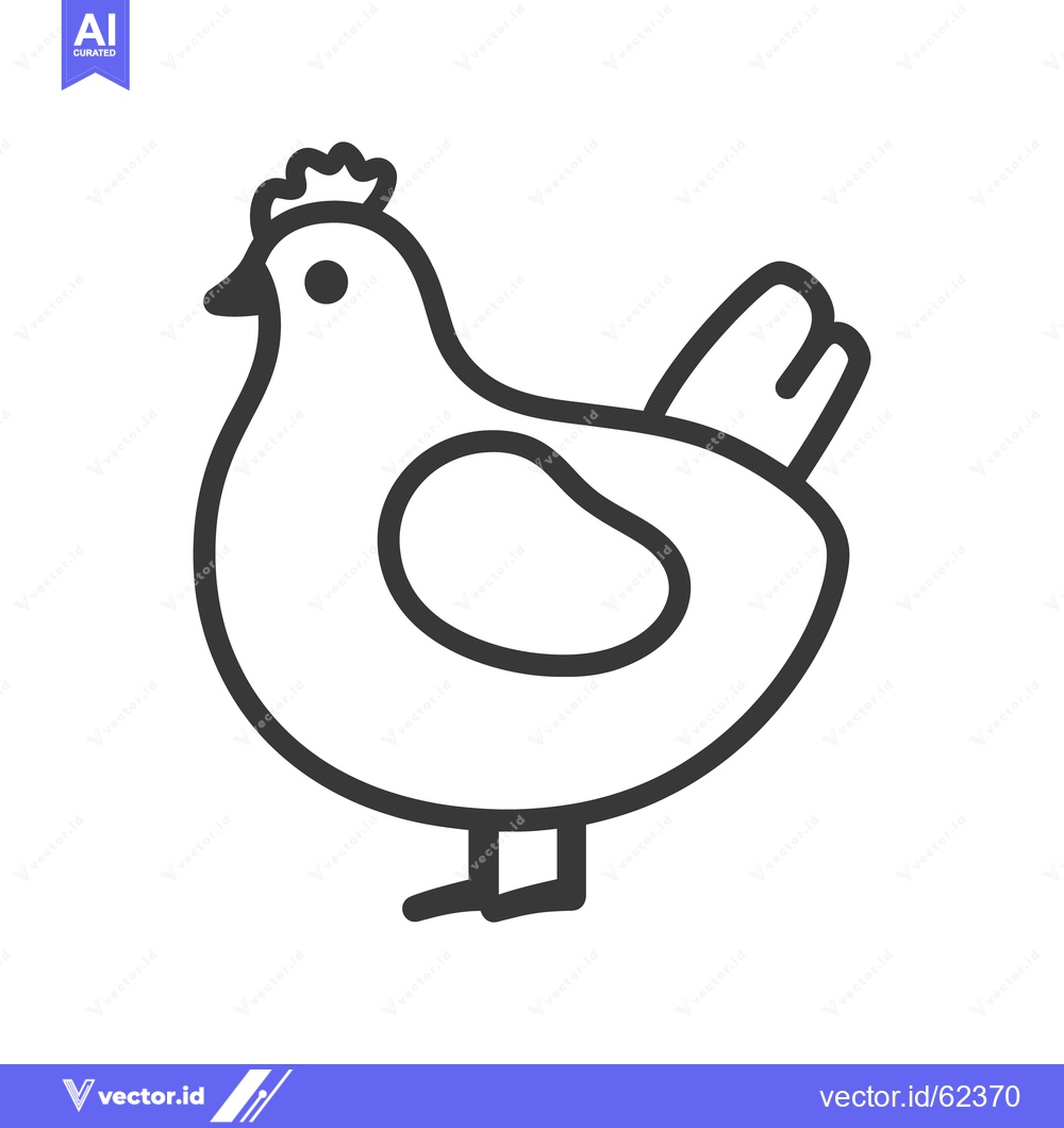 Premium Vector of A simple illustrated line drawing of a chicken standing