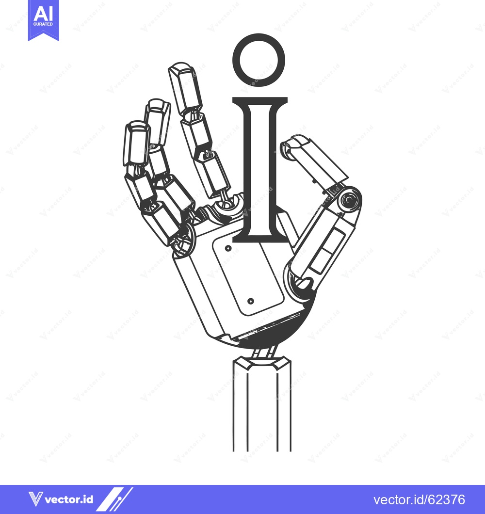 Premium Vector dari A robotic hand holding the information symbol
