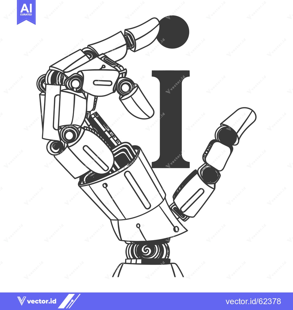 Premium Vector dari Robotic Hand Holding a Sphere with Letter I