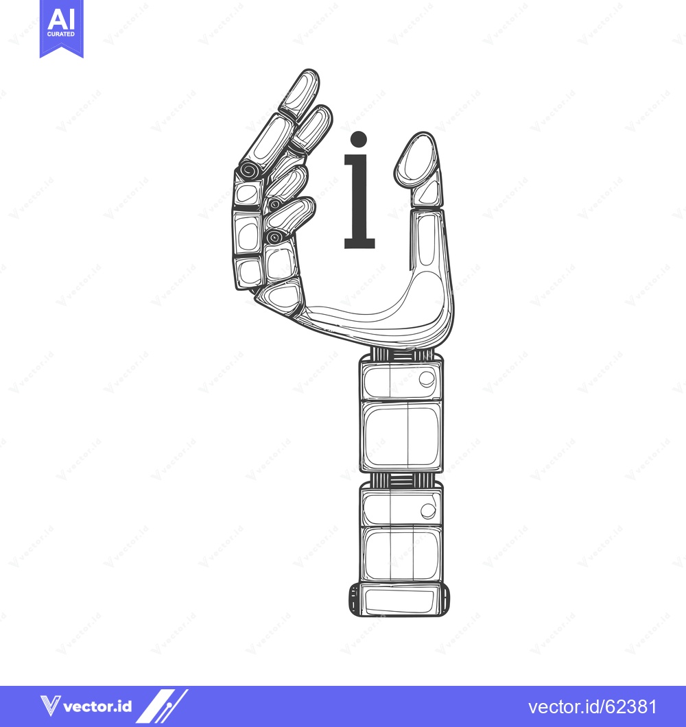Premium Vector dari A Robotic Hand Forming a Circle with an "i" in the Center