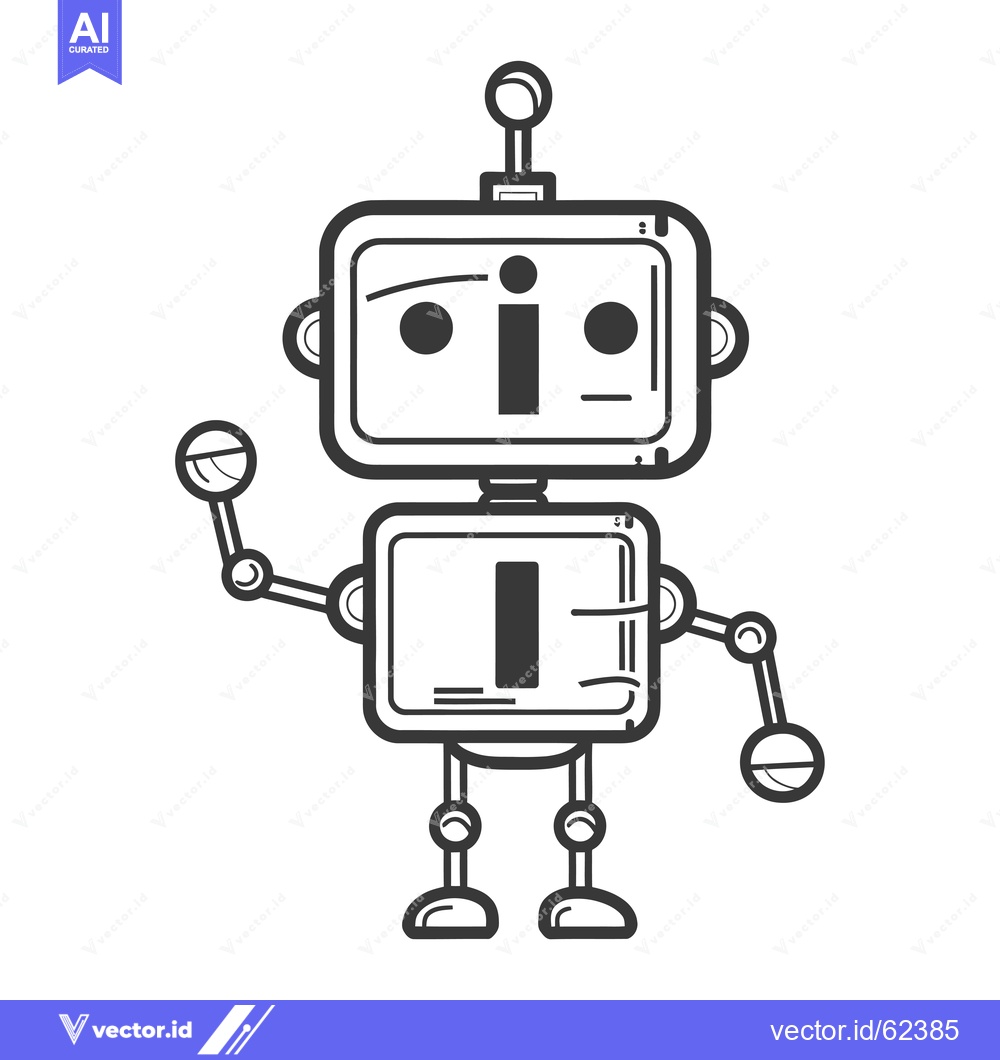 Premium Vector of A Cartoon Robot with Antenna and Two Arms Waving