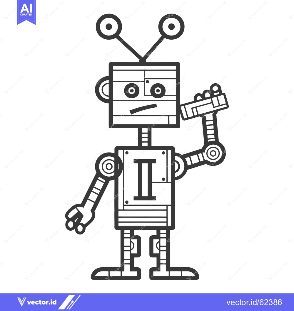 Premium Vector dari A Black and White Illustration of a Robot Holding a Camera