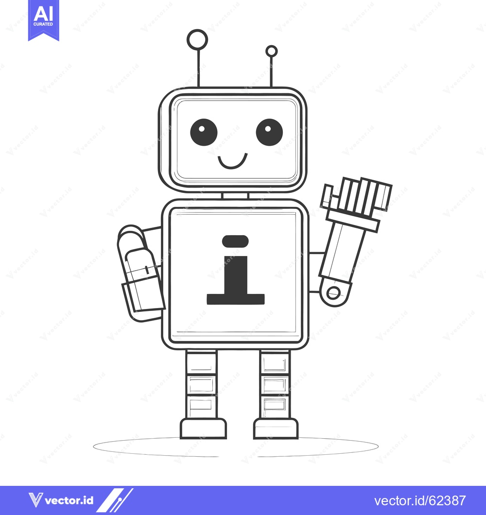 Premium Vector dari A Cute Cartoon Robot Holding an Information Icon