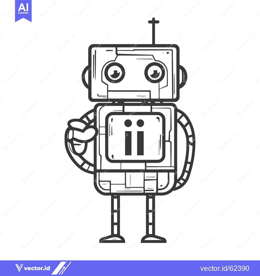Premium Vector dari Cartoon Robot with Large Eyes and Antenna