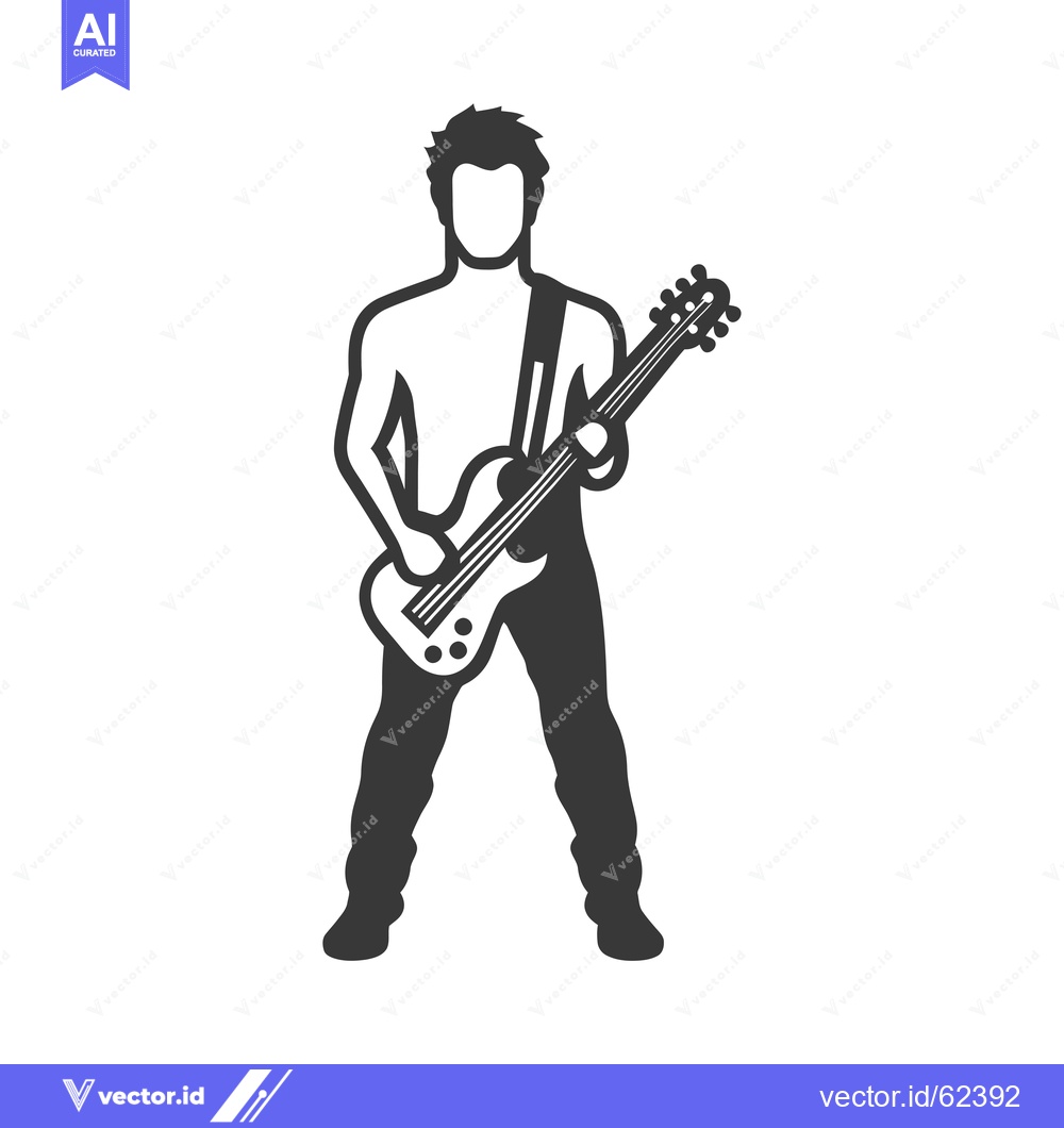 Premium Vector of Silhouette of a Musician Playing an Electric Guitar