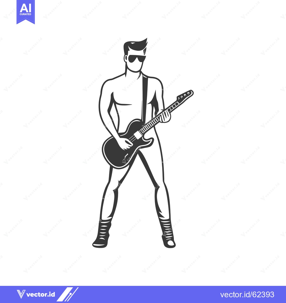 Premium Vector dari Shirtless Man in Sunglasses Playing Electric Guitar