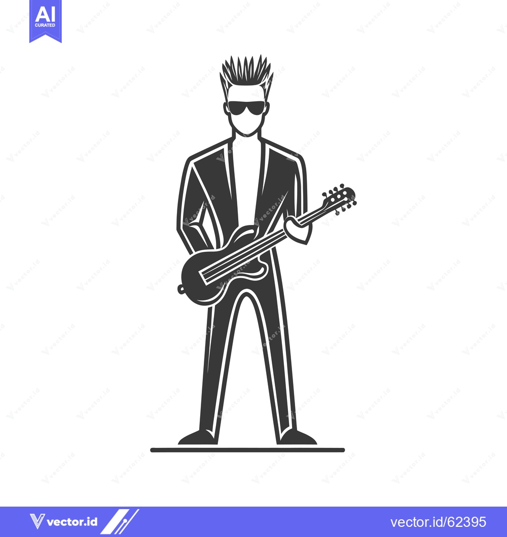 Premium Vector of Silhouette of a Man with Spiky Hair Playing Guitar