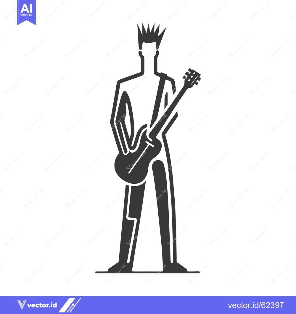 Premium Vector dari Silhouette of a Rock Star with a Guitar