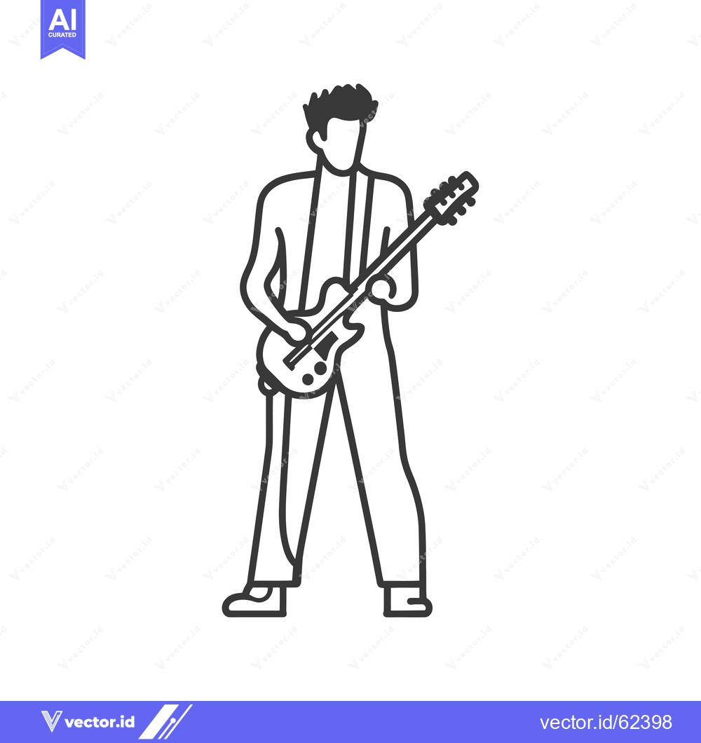 Premium Vector dari Line Art Illustration of a Person Playing an Electric Guitar