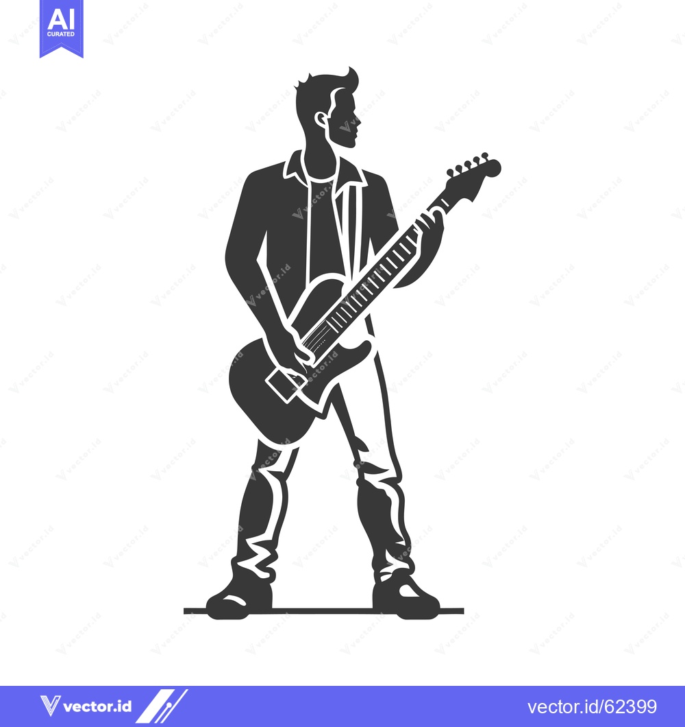 Premium Vector dari Silhouette of a Man Playing an Electric Guitar