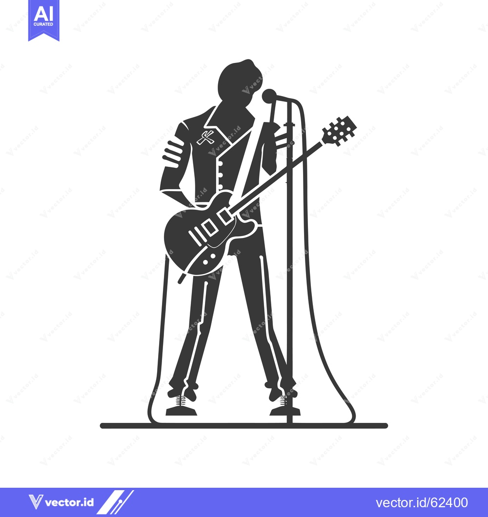 Premium Vector dari Silhouette of a Musician Singing and Playing Guitar on Stage