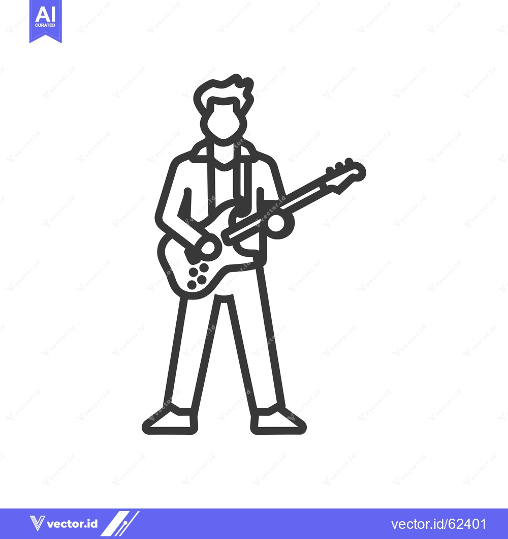 Premium Vector of Line Drawing of a Person Playing an Electric Guitar