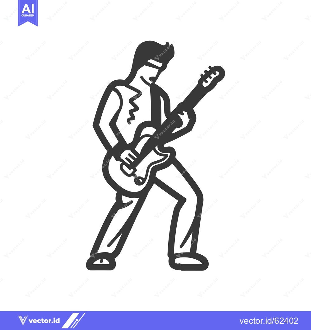 Premium Vector dari Line Art Illustration of a Person Playing Electric Guitar