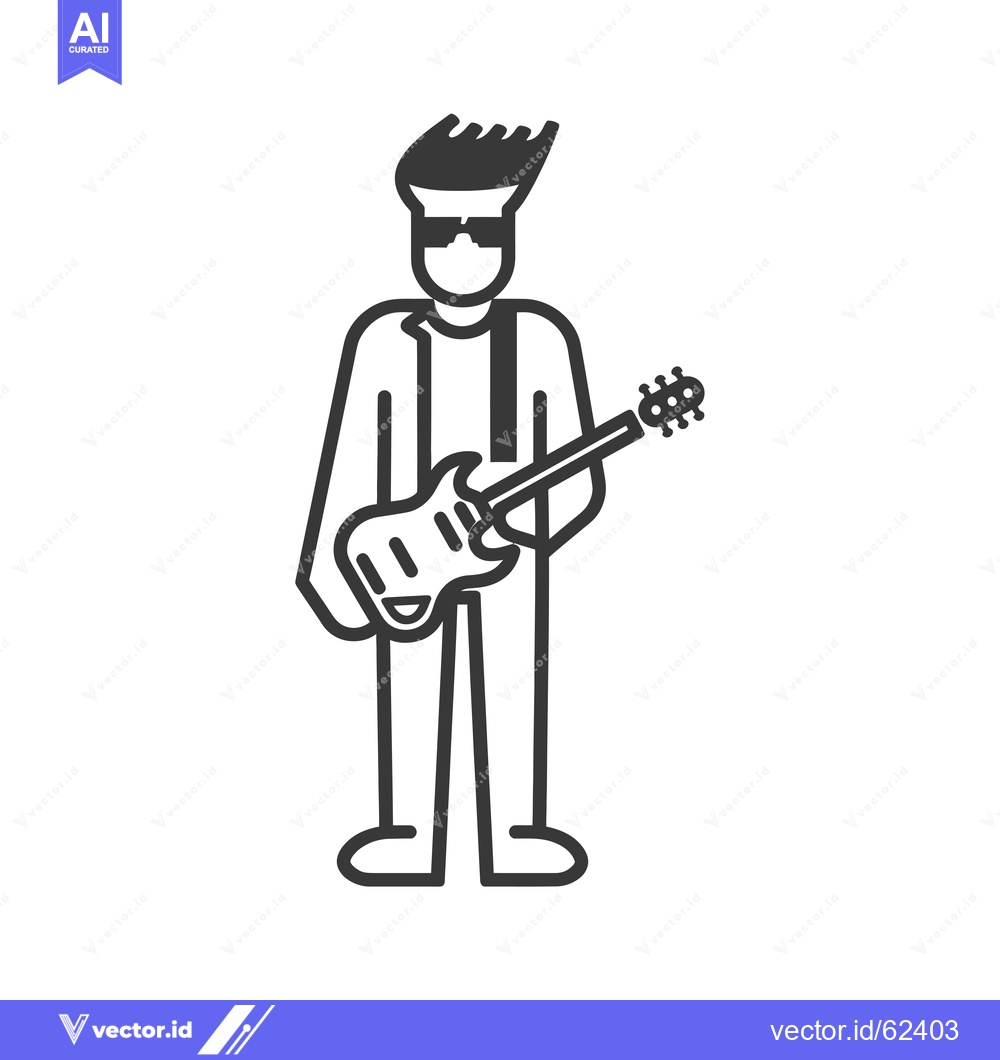 Premium Vector dari Line art illustration of a person playing an electric guitar