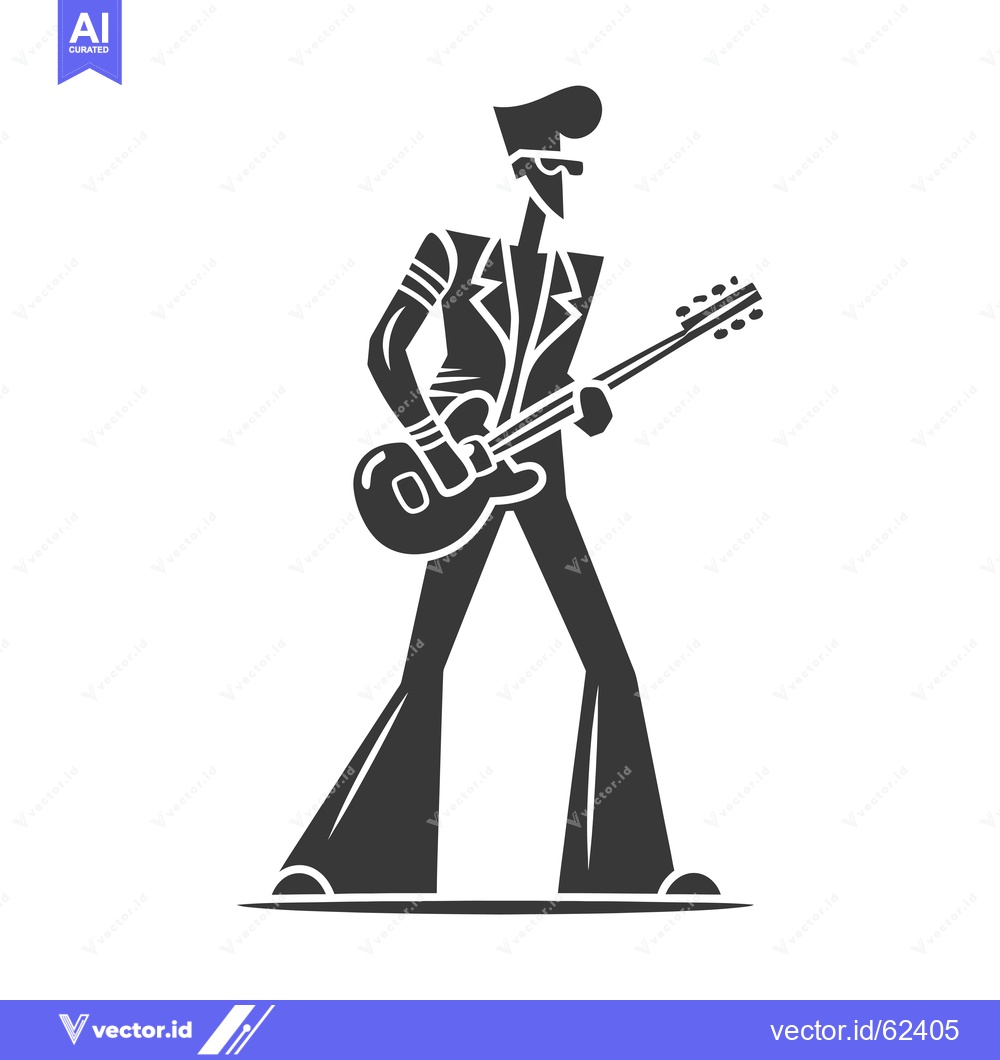 Premium Vector of A Silhouetted Figure Playing an Electric Guitar