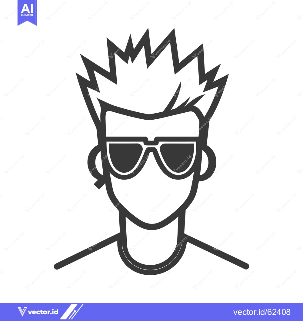 Premium Vector dari Line art illustration of a person wearing sunglasses