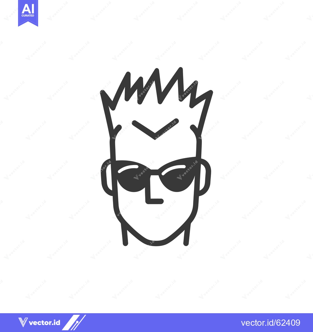 Premium Vector dari Line art illustration of a man wearing sunglasses