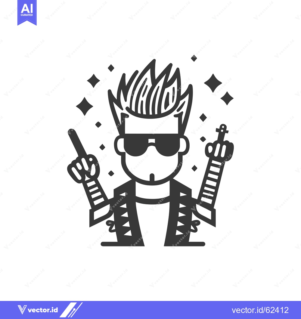 Premium Vector dari A Cool Dude with Spiky Hair and Sunglasses, Wearing a Vest