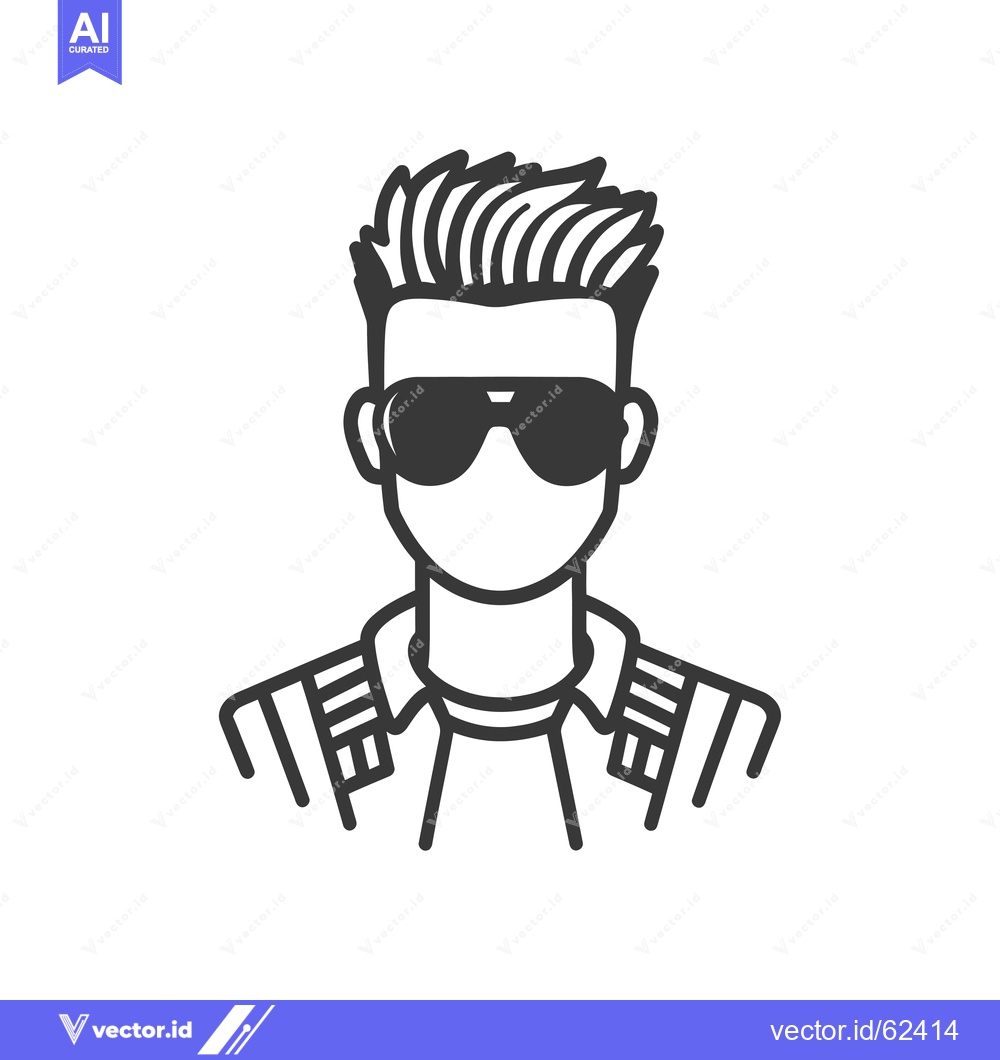 Premium Vector dari Line Art Illustration of a Man Wearing Sunglasses