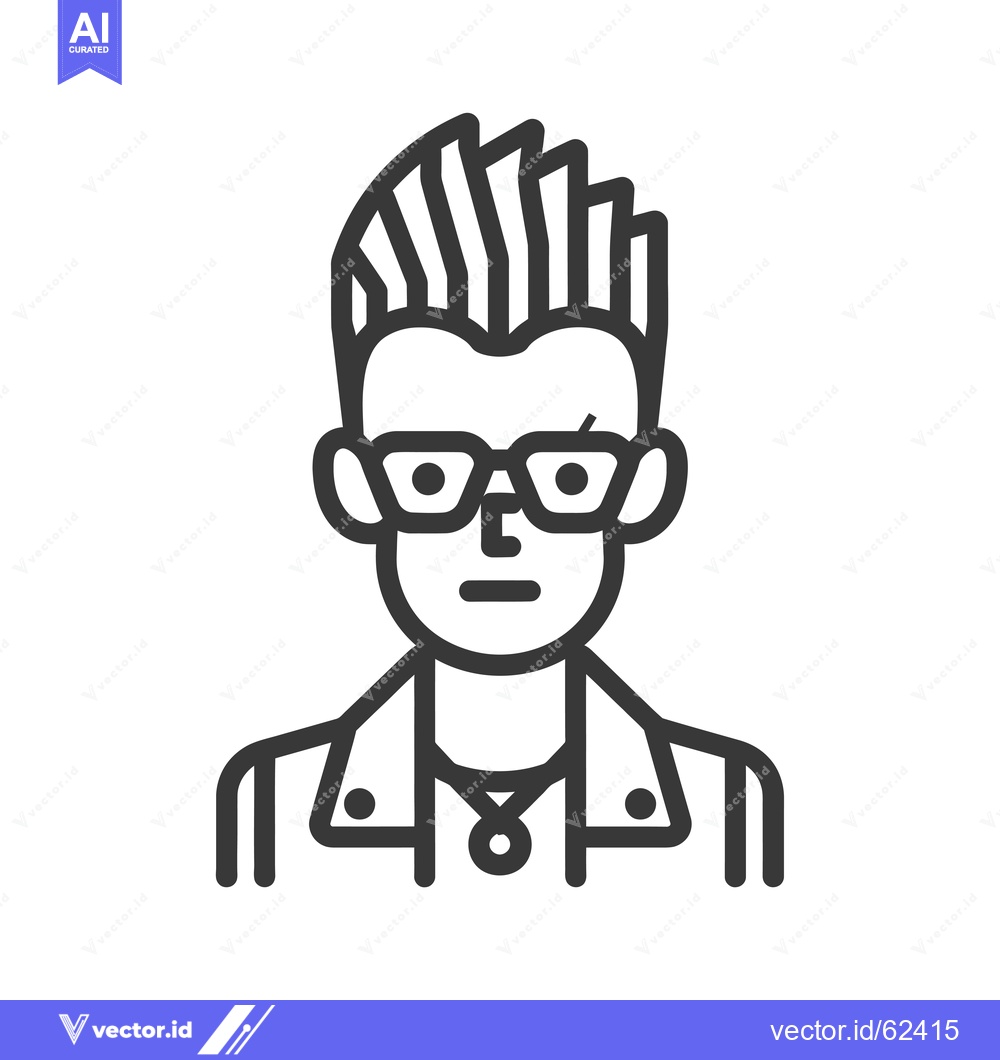 Premium Vector dari Line Art Illustration of a Person with Spiky Hair Wearing Glasses and