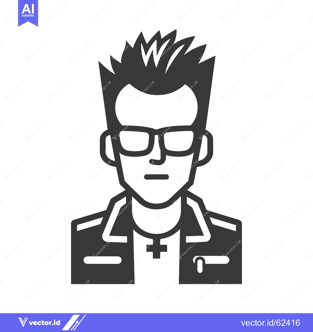Premium Vector dari A black and white silhouette of a man wearing sunglasses and a jacket