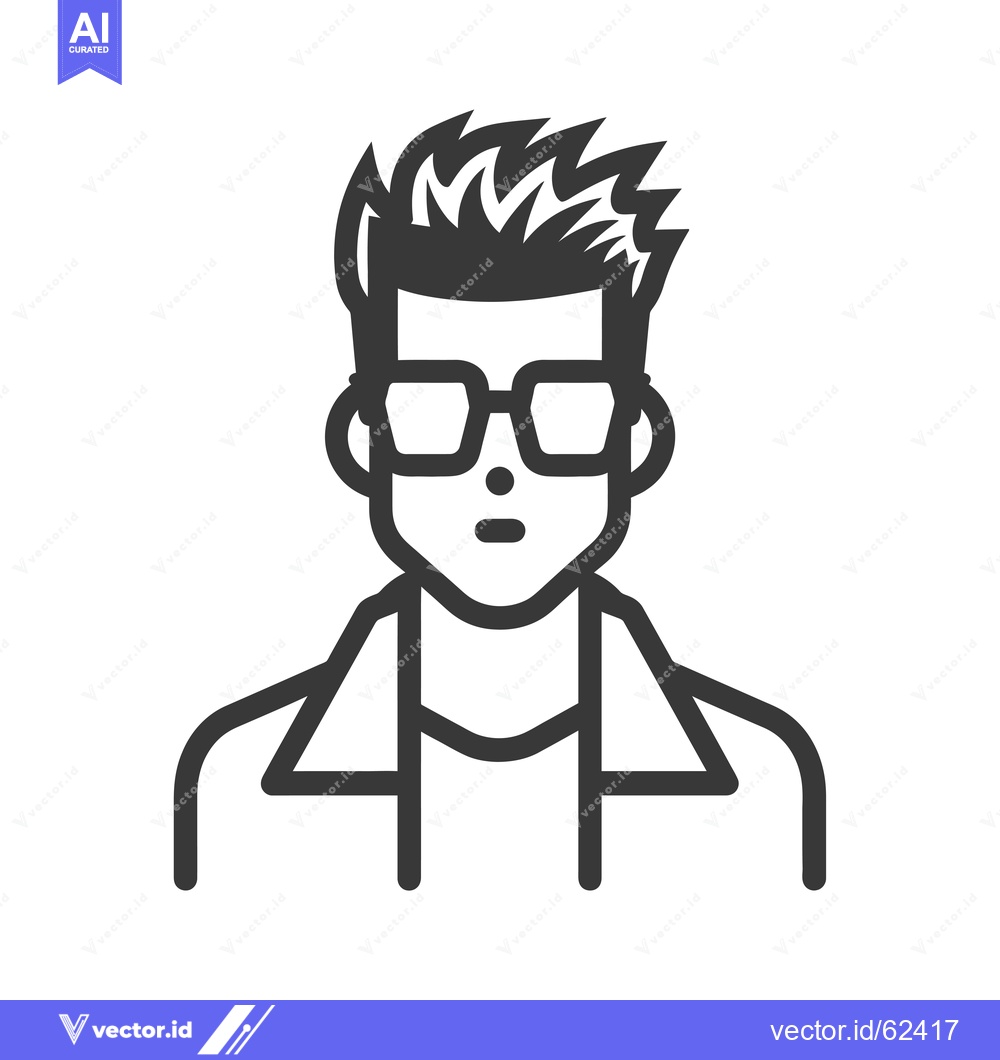Premium Vector of Line Art Illustration of a Man Wearing Sunglasses