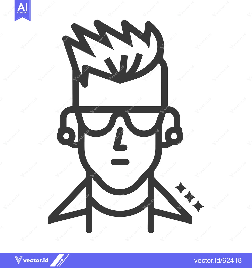 Premium Vector dari Line art illustration of a man with spiky hair, sunglasses, and earrin